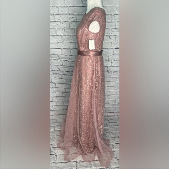 JULES AND CLEO Cap Sleeve Glitter Floral Tulle A-Line size 8 - Picture 6 of 9